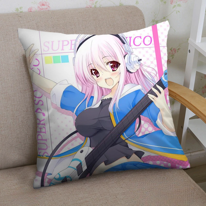 Japanese Anime Super Sonico Home Textile Two Sided Square Pillow Case Dakimakura Pillowcase Body Pillow Cover car pillow cover