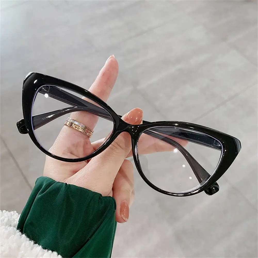 Fashion Cat Eye Design Leopard Print Women Anti-Blue Light Glasses Big Frame Transparent Lens Vision Care Computer Eyeglasses