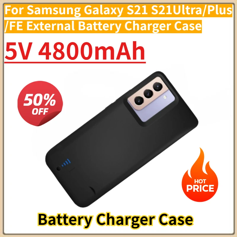New Replacement Battery Charger Case 5V 4800mAh for Samsung Galaxy S21 S21Ultra/Plus /FE External Battery Charger Case