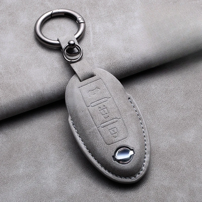 Leather Car Remote Key Case Cover Shell For Nissan Qashqai Juke J10 J11 X-Trail T32 T31 Kicks Tiida Pathfinder Note For Infiniti