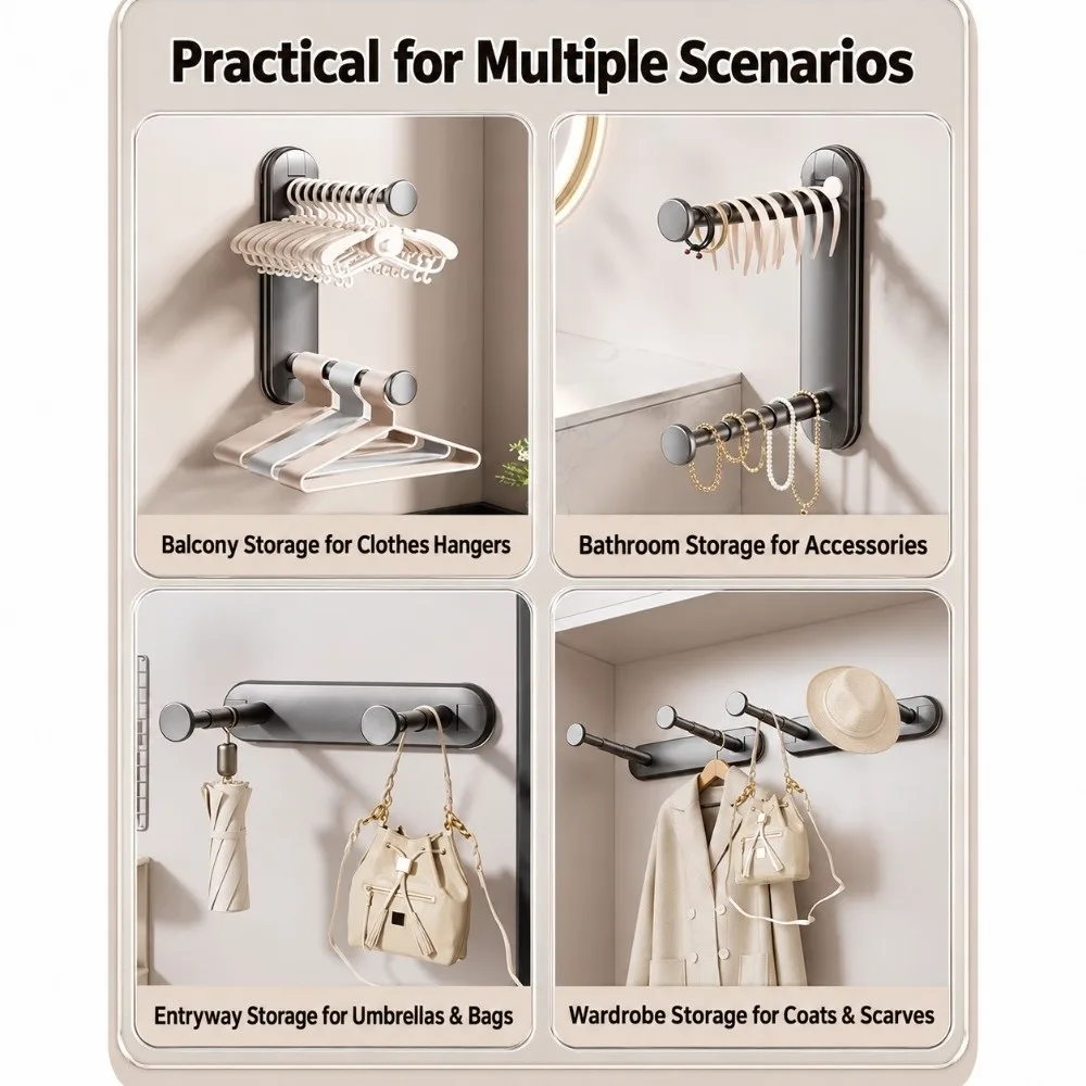 Suction Cup Hanger Organizer Stacker Double Layer Non Punching Clothes Hanger Storage Non Marking Space Saving