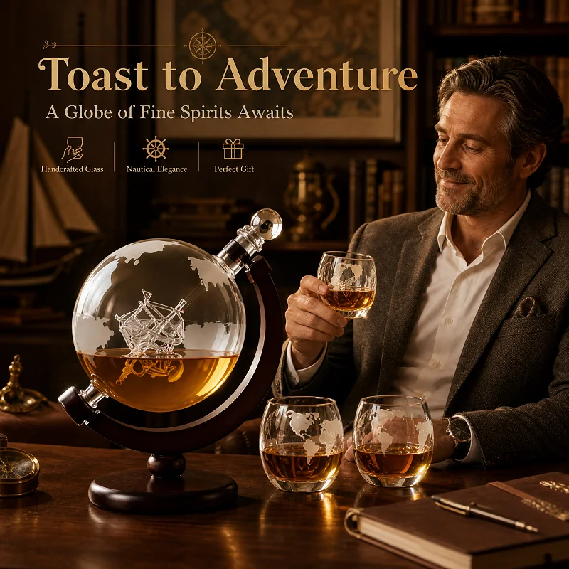 Globe Whiskey Decanter Set wit - Decanter Globe Set ulasan dan harga