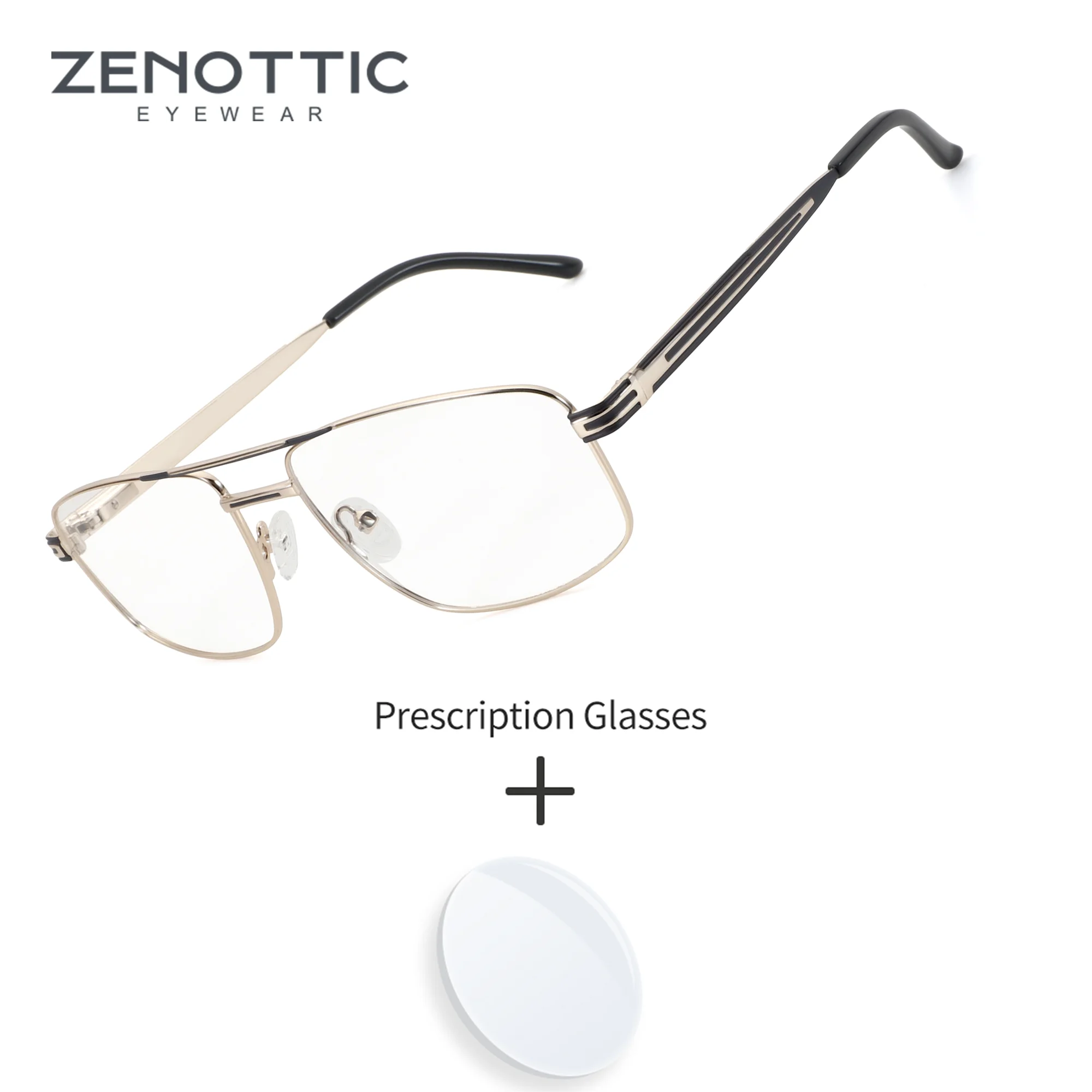 ZENOTTIC M Pilot Metal for Men Business Prescription Eyeglasses Graduated Optical Lenses Near Far Anti Blue Light Glasses