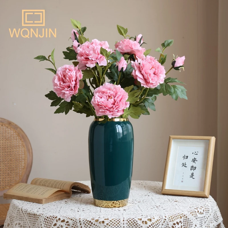 69cm Long European Artificial Flower 2 Heads Single Peony Wedding Home Table Flower Rose Decorative Flower Party Decor