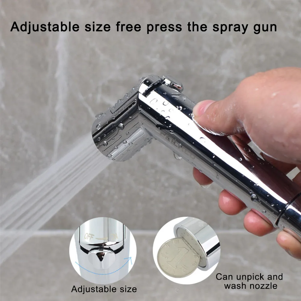Handheld Bidet Spray Nozzle with Simple Button Activation for Toilet Flushing Floor Cleaning Car Washing and Pet Showering Use