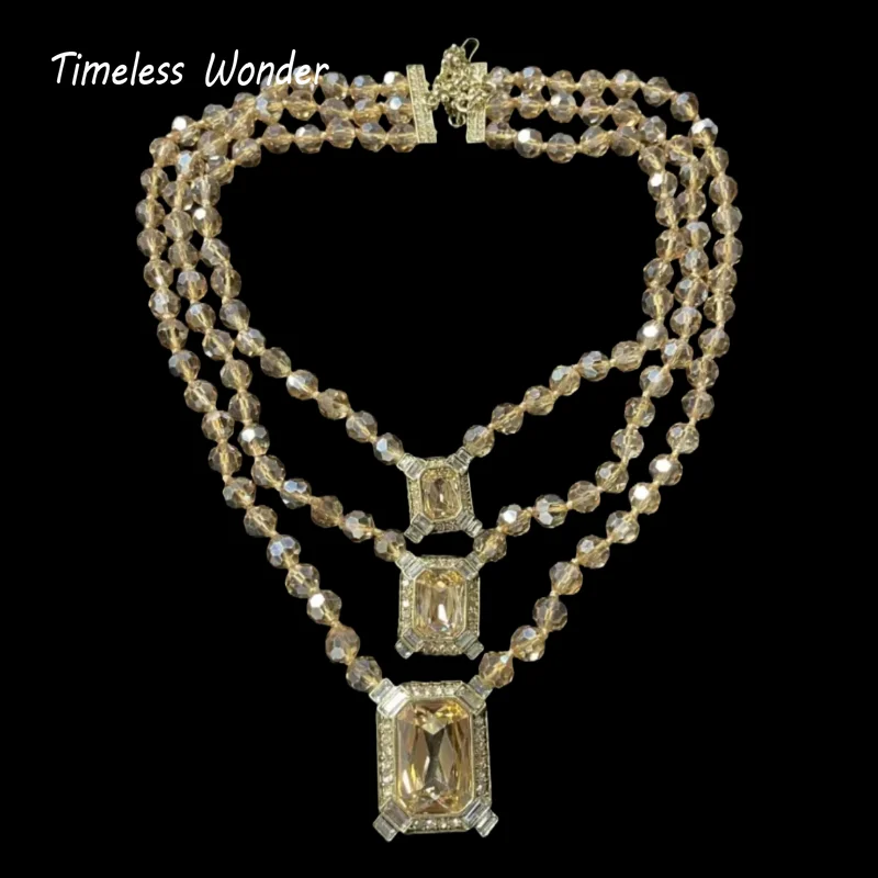 

Timeless Wonder Retro Crystal Zircon Stand Pave Necklace Women Designer Fine Jewelry Rare Top Trendy Classy Gift Vintage 2614