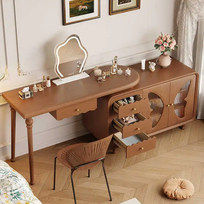 Luxury Box Girl Dresser Eithe Drawers Bedroom Large Women Wooden Dressing Table Storage Mirror Schminktisch Bedroom Furniture