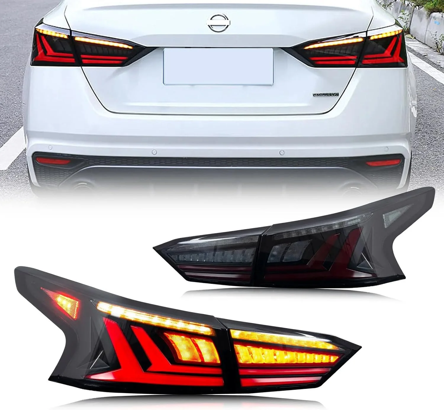 1 Pair LED for Nissan Altima Tail Lights Assembly 2019-2023 Start-up Animation Sequential Indicator Rear Lamps Car Accessory