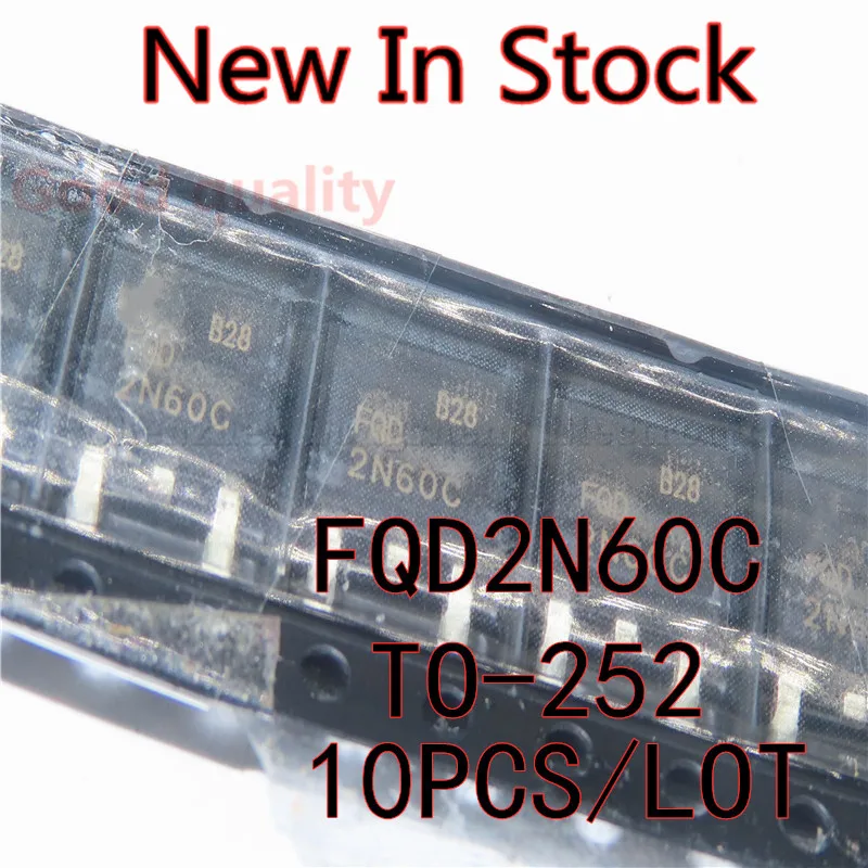 10PCS/LOT 2N60C  FQD2N60C TO-252 MOS FET 2A/600V New In Stock