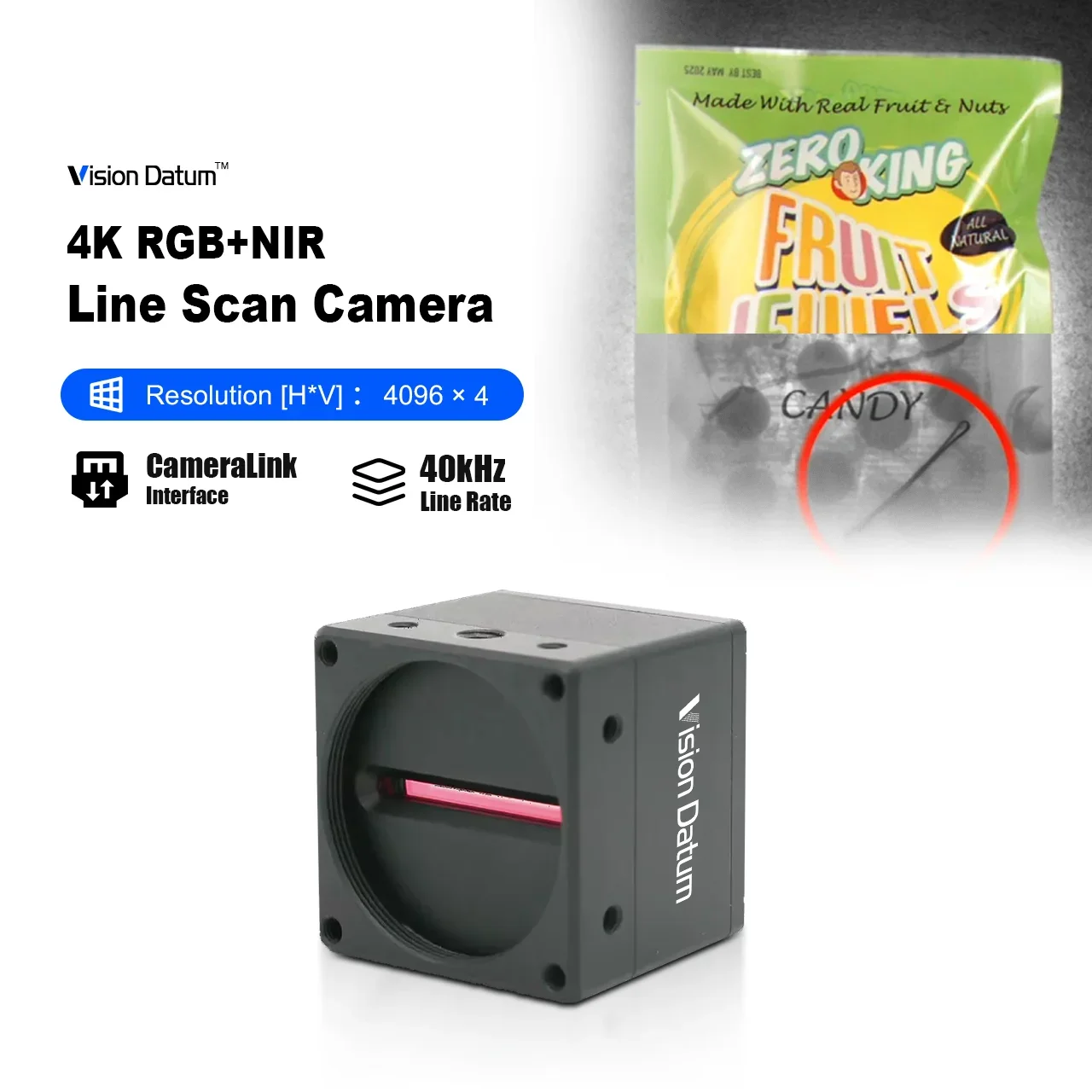 4K 40kHz RGB Near Infrared 300-1100nm Industrial Color Line Scan NIR Camera for Packing Quality Control Vision Datum