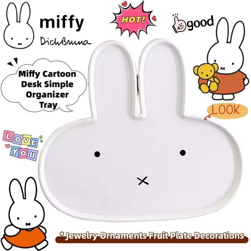 

Новый настольный органайзер Miffy с мультяшным дизайном, креативный лоток для хранения, украшение для рабочего стола, подставка для украшений, фруктовница, декоративные элементы