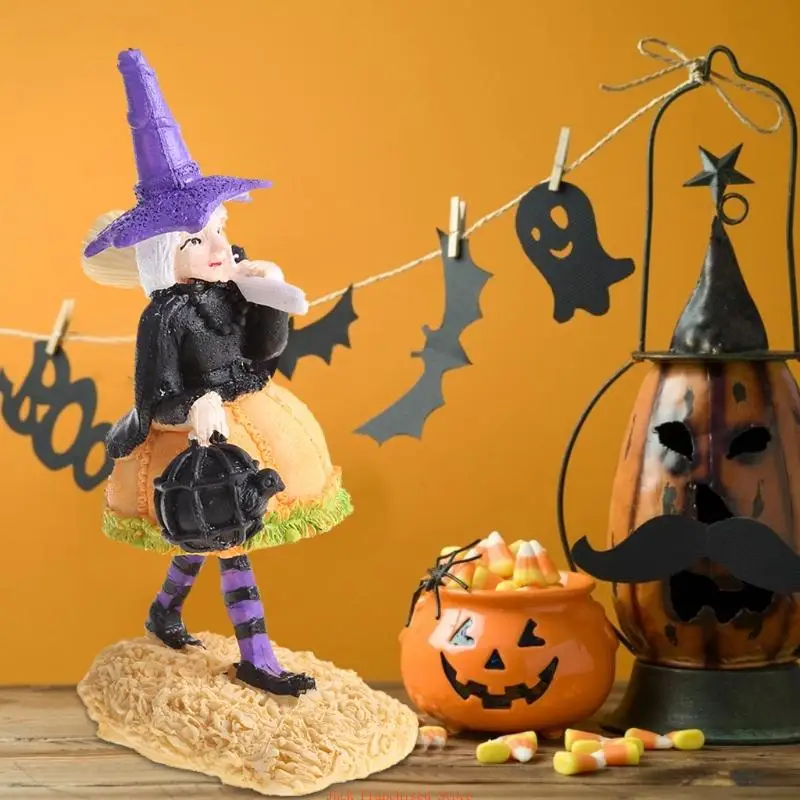 Sorcière d'Halloween pour poupée Mini FIgurine jardin Micro ornement paysage