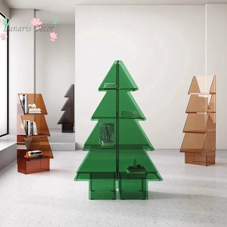 Nordic style light luxury acrylic shelf Christmas tree living room storage multi-layer display shelf floor bookshelf decorative
