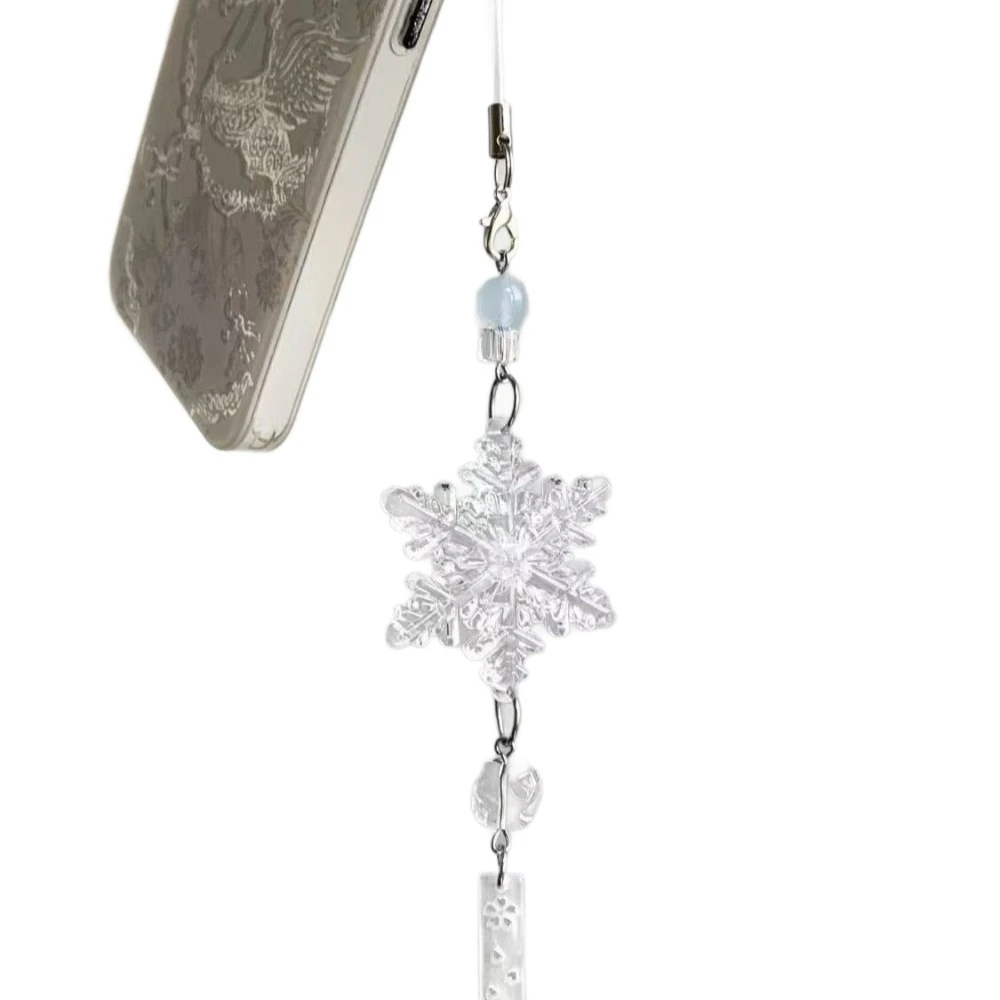 

Брелок-подвеска Y2K «Зимняя атмосфера» со снежинками и кристаллами, цепочка для телефона, подвеска-колокольчик, украшение для рюкзака, защита от потери