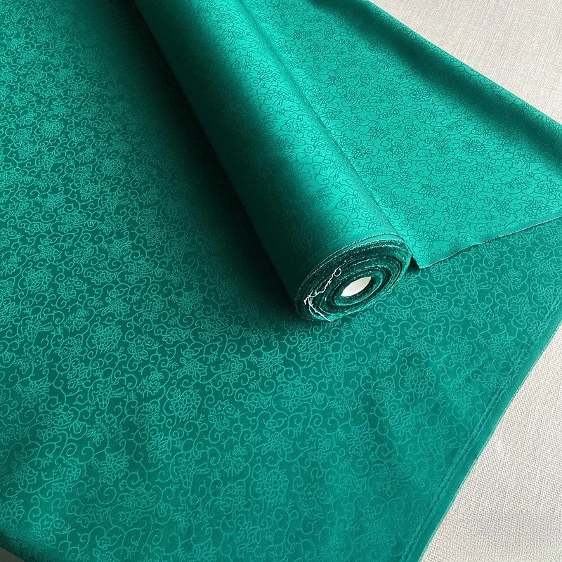 

Grass-patterned pure silk jacquard Sangbo satin fabric a new Chinese-style for cheongsam in the style of Republic China era
