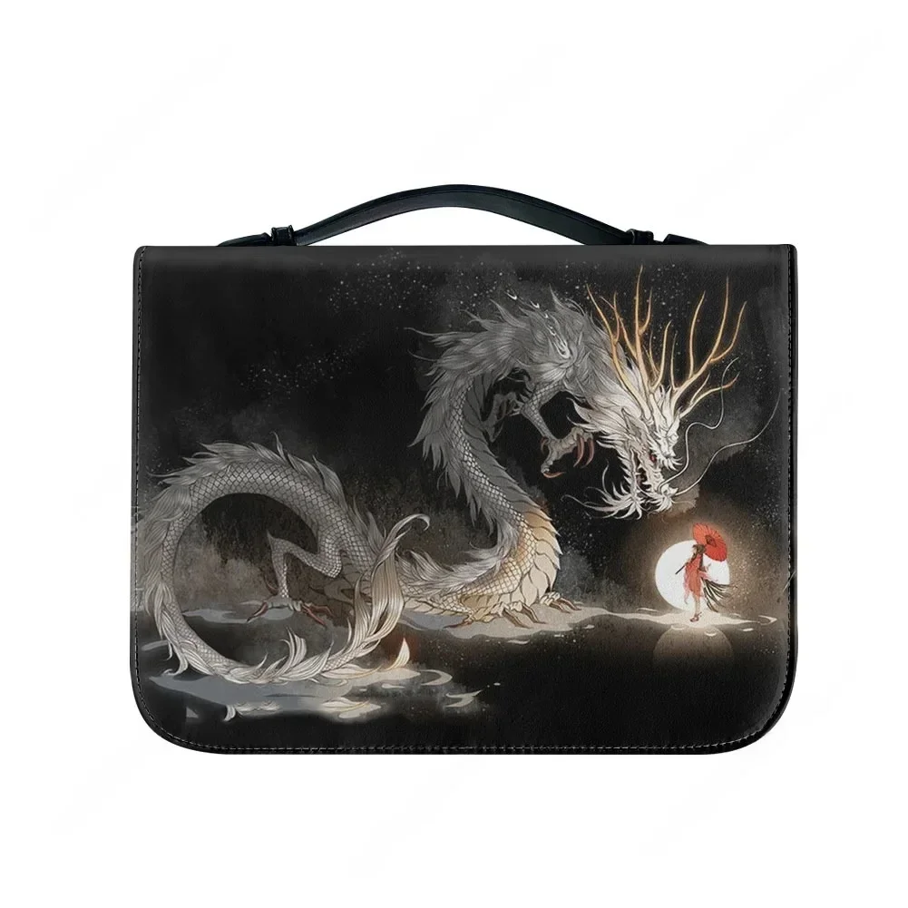 Chinese mythology Dragon female Bible Bags Retro Street Gifts Cover Bible Pack Waterproof Leather Bag Pockets Package Case