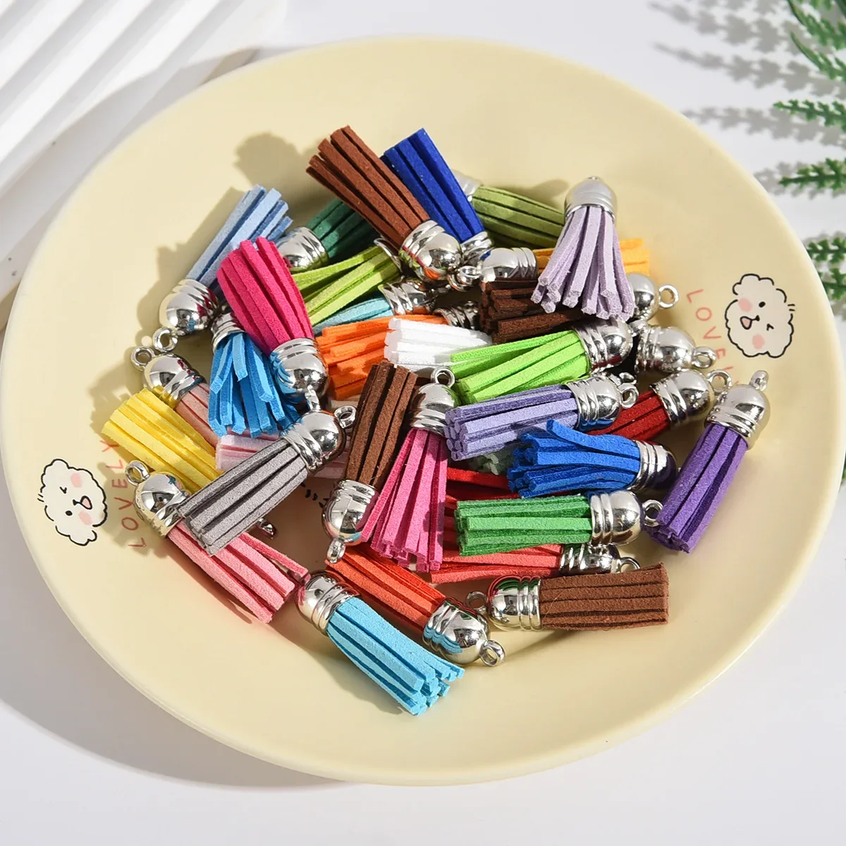 

10pcs 36mm Leather Tassel Charms Gold Silver Color Cap Earring Keychain Pendant Straps Suede Tassels DIY Jewelry Accessories