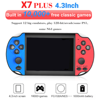 X7 4.3 Inch HD Handheld Game 4.3inch Large Screen Portable Video Game Retro Game Console for Classic Gaming Mini Hand Retrogame