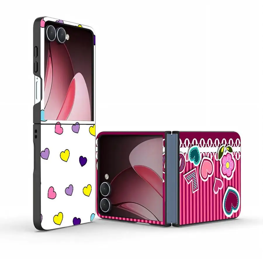 Pink Love Heart Phone Shell Case for Samsung Galaxy Z Flip 8 Z Flip 7 6 5 4 ZFlip8 ZFlip7 FE Z Flip5 Z Flip4 Z Flip6