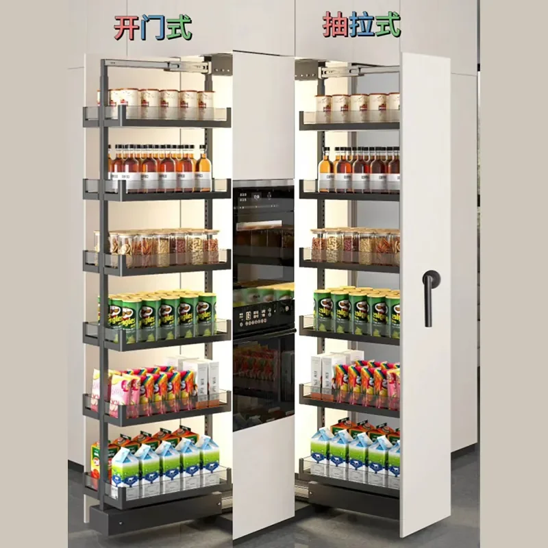 High Cabinet Big Monster Storage Kitchen Cabinet High Deep Side Pull Basket Extremely Narrow Heaven and Earth Slide Rack
