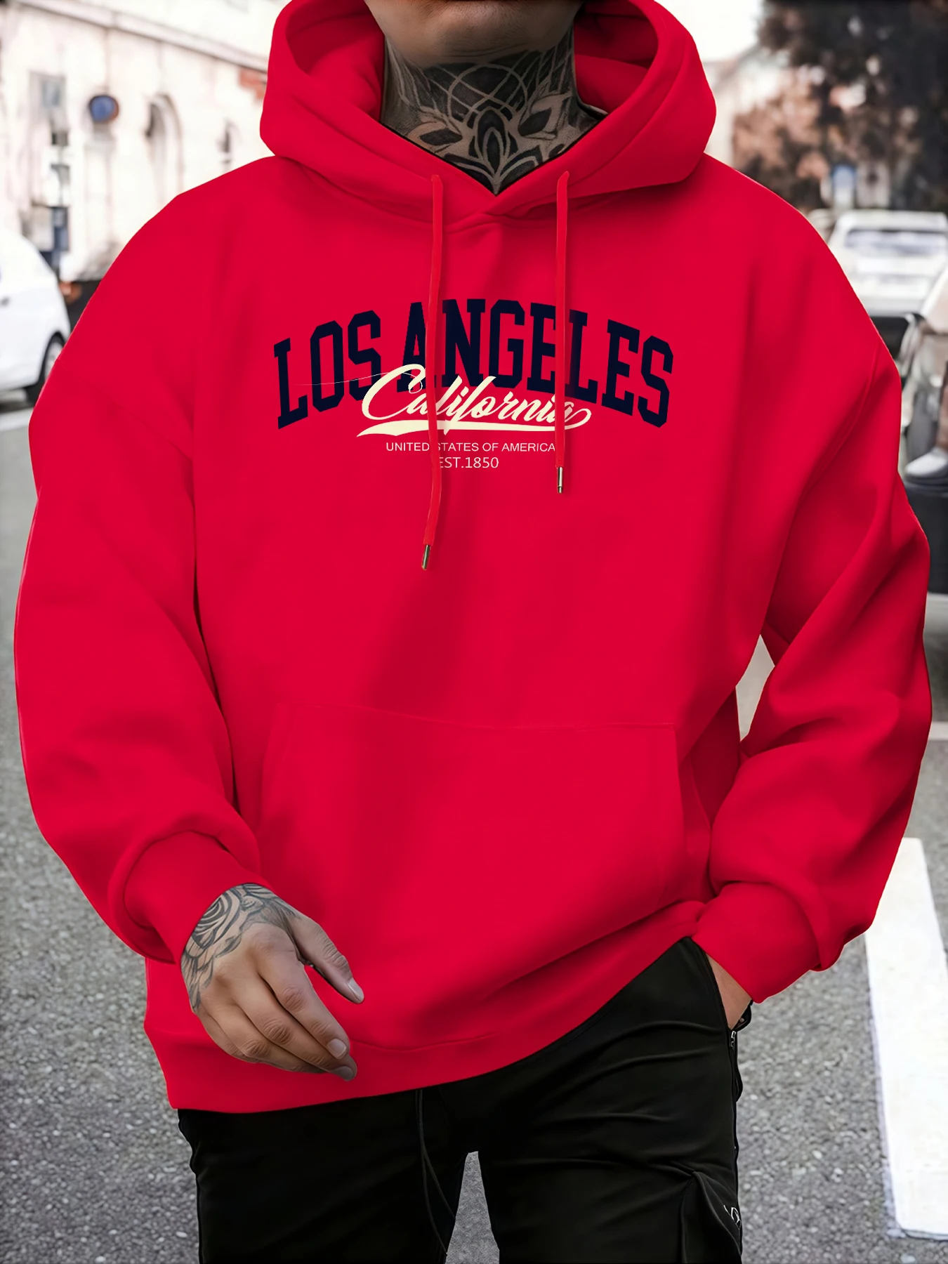 Los Angeles California Stampa Felpe casual autunnali da uomo Nozioni di base della moda Felpa con cappuccio Comodo pile Streetwear Street Office Tops