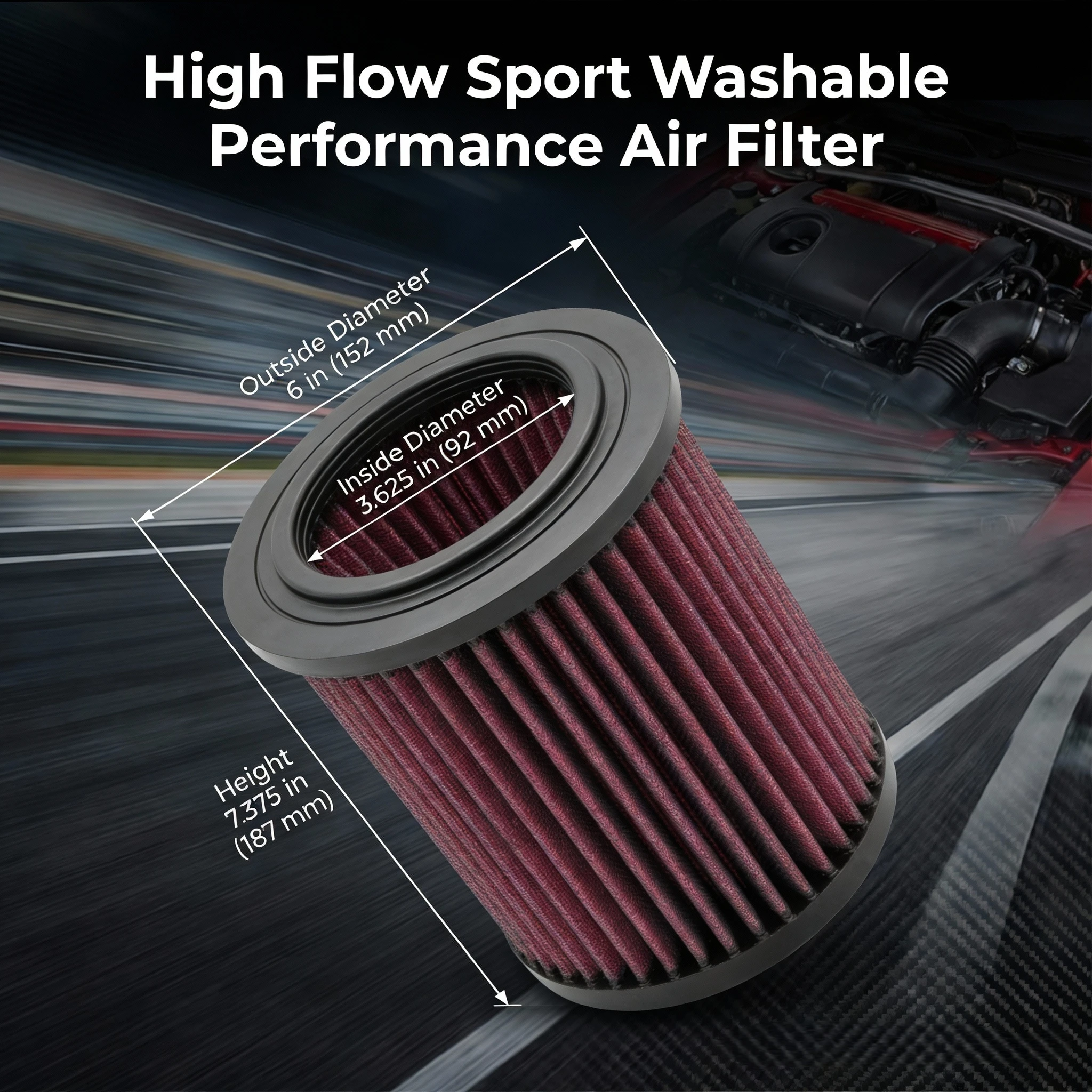 for Audi A6 A7 S6 S7 2010-2020 2.8 3.0 4.0 High Flow Sport Washable Performance Air Filter E-1983 4G0133843