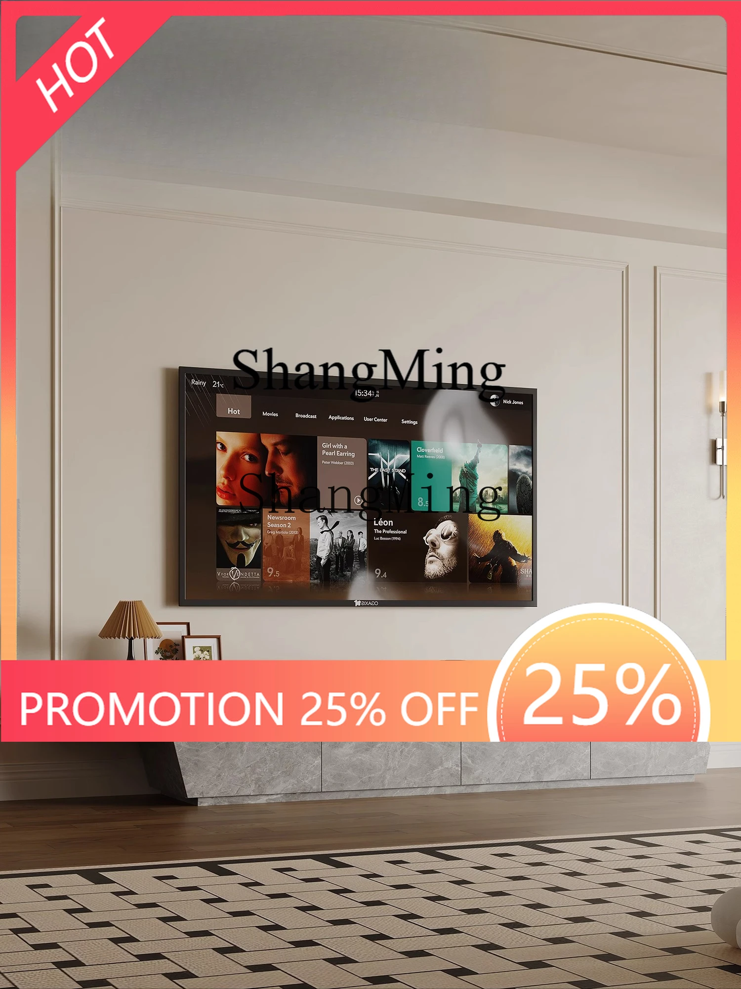 

ZYY Vintage Style Black Walnut Wood Integrated Wall Mounted TV Cabinet High-End Floor Model for Living Room Home Use