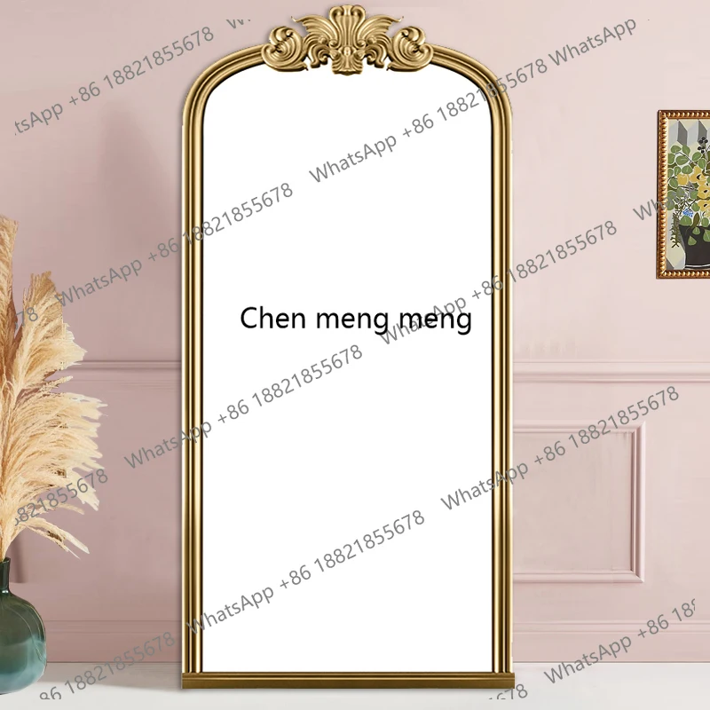 

European and American dressing, classical full-body wooden frame carved retro floor mirror, large-size home fitting mirror