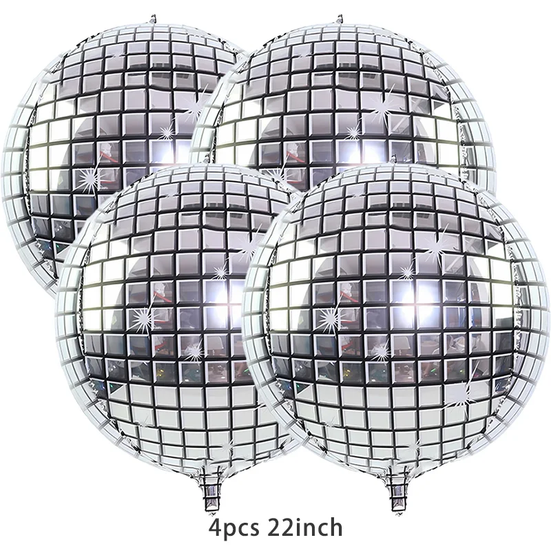 6 Stück 22 Zoll 4D Silber Disco-Kugel Explosions-Sternballon Metallisches Disco-Ballon-Set für Disco-Party Hochzeit Geburtstagsfeier Dekoration – Detail 4