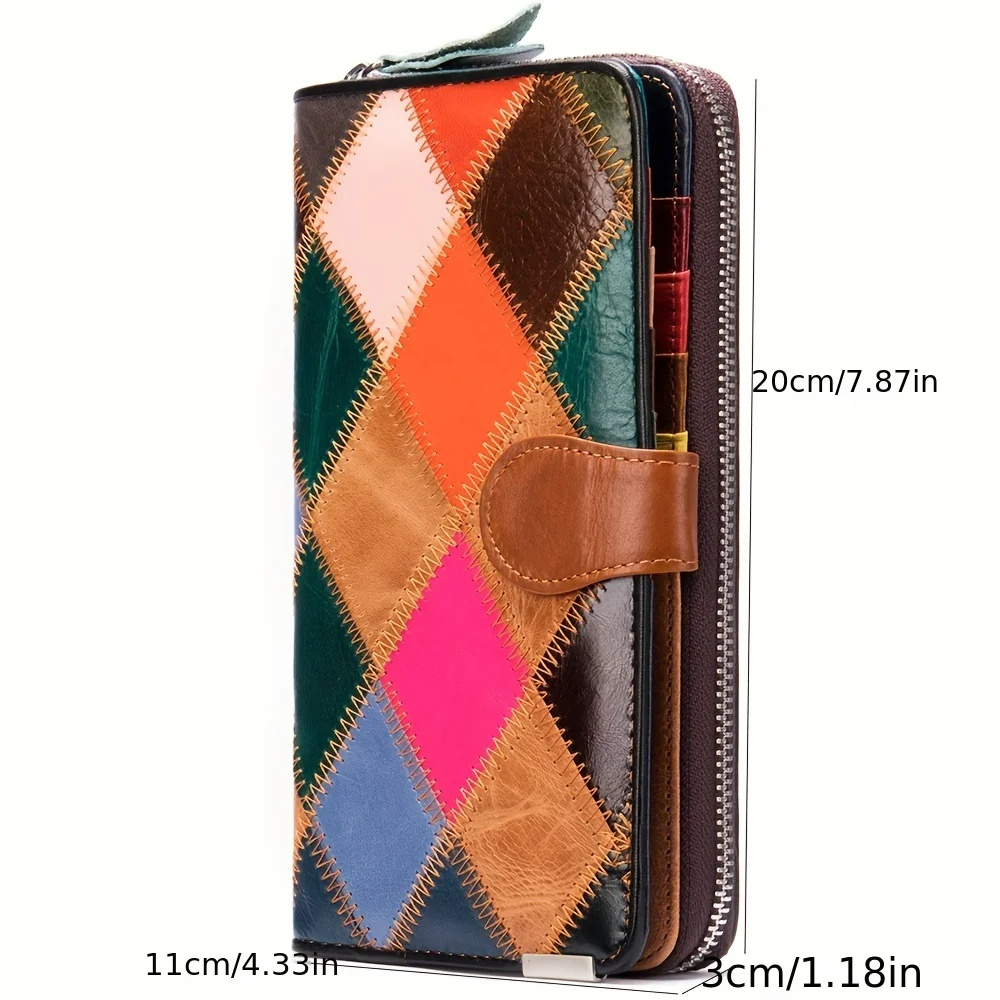 

Genuine Leather Bifold Wallet with Elegant Patchwork, Coin Zip Pocket, & Card Compartments Men Small pouch bag Blue purse