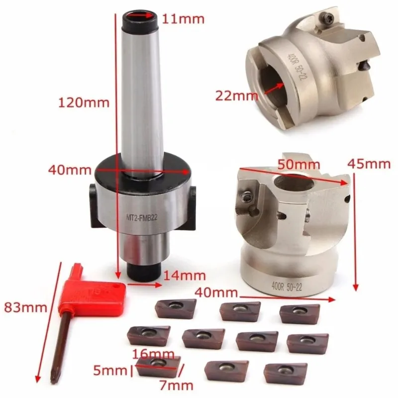 New Mill Cutter MT2 MT3 50 Cutter Head + 4 Cutters APMT1604 CNC Mill Milling Cutter Insert Kit  Machine Tools