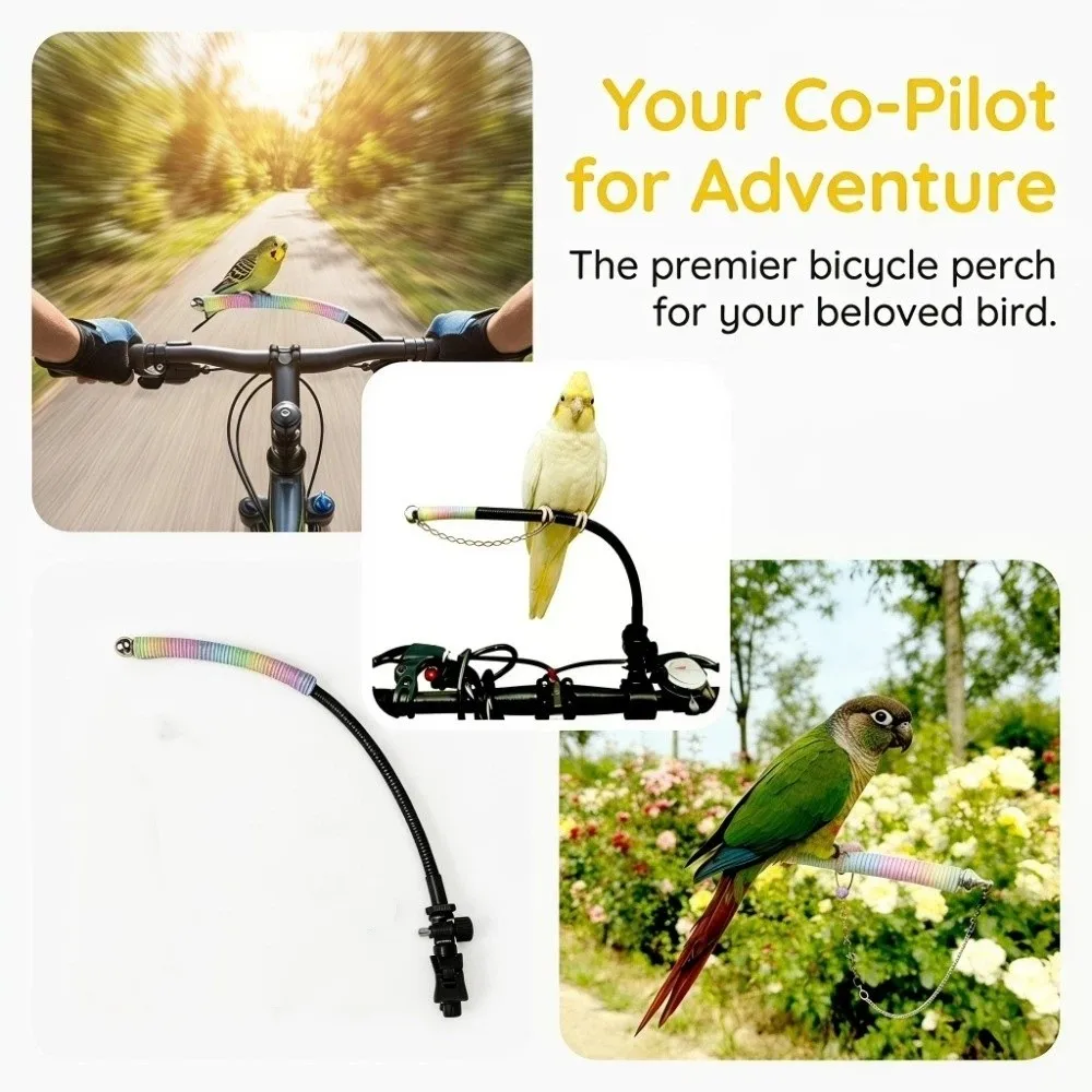 Adjustable Cycling Bird Rack Bendable Portable Parrot Perch Universal with Anti-Escape Chain Bird Perch Stand Outdoor
