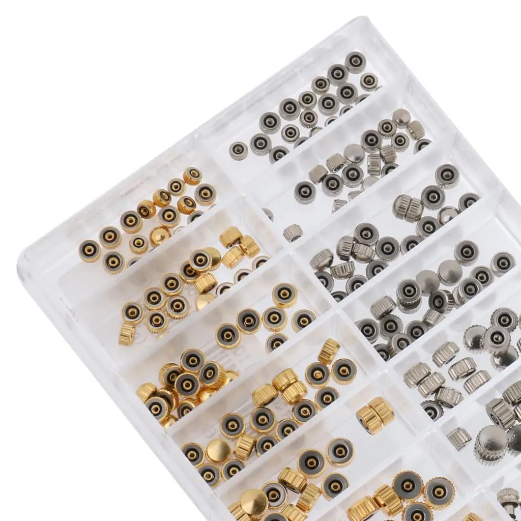 300Pcs Watch Crowns Button Parts Spares Waterproof Repair Part Assortment for Watchmakers