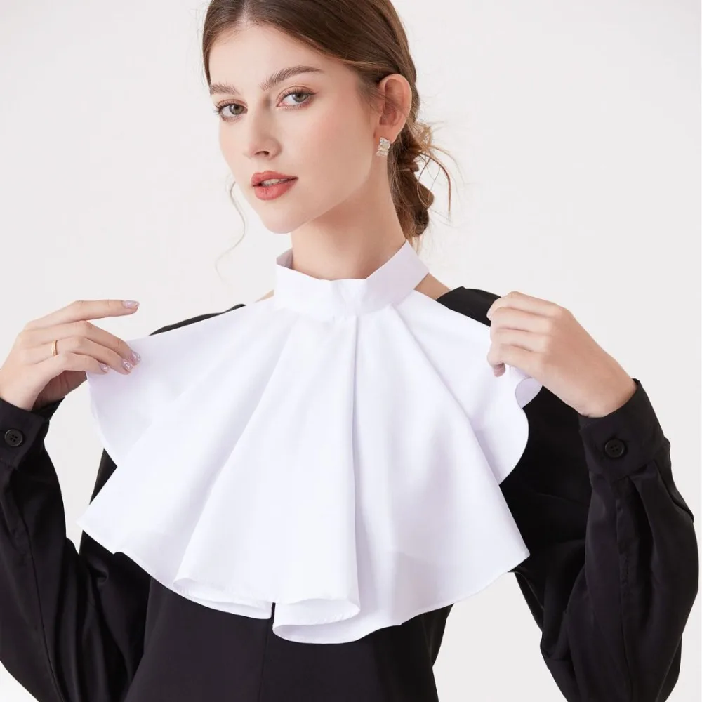 

Fashion Detachable Renaissance Collar Elegant Vintage Elizabethan Neck Ruff Layered Big Ruffled Collar Wedding