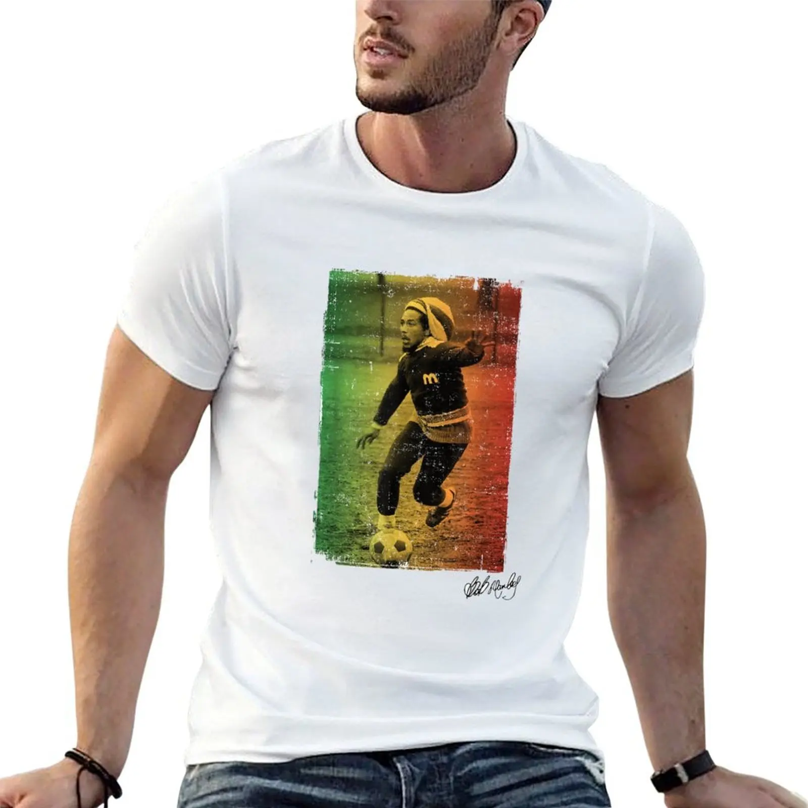 Rasta Football T-Shirt oversize t-shirts man funny shirt cotton mens clothes