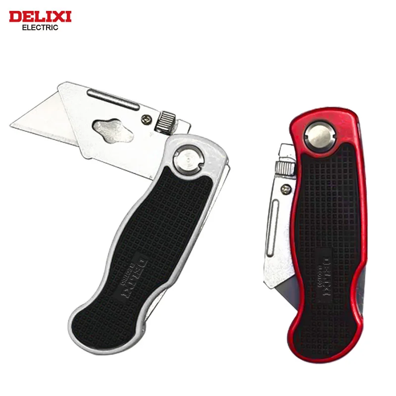 DELIXI ELECTRIC Fold Utility Knife,Sharp Cut Heavy Duty Steel Break,for Cut Paper, Fabric, Foam Board, Wood, Rubber, Plastic