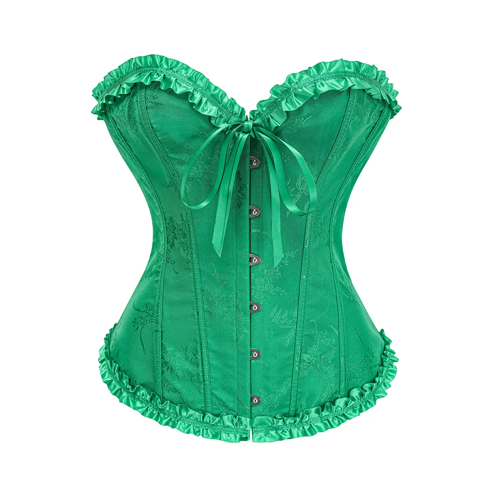 Yellow Corsets and Bustiers for Women Top Sexy Corselet Overbust Brocade Vintage Renaissance Bodice Plus Size Green White