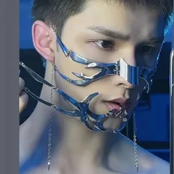 Exaggerate Cyberpunk Luxury Women Mask Fashion Metal Chain Nose Face Ornament Trendy Jewelry Masquerade Accessories Gifts