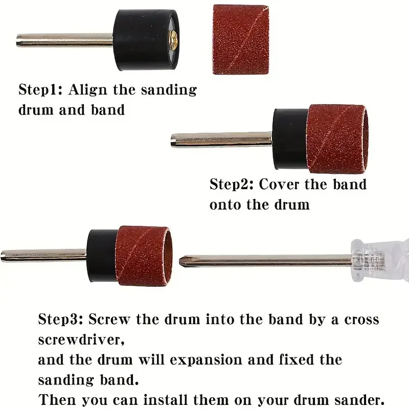 

102pcs Sanding Drums Kit Sanding Band 1/2 1/4 Inch Sand Mandrels 80/120/180Grit Fit For Nail Drill Rotary Abrasive Tools