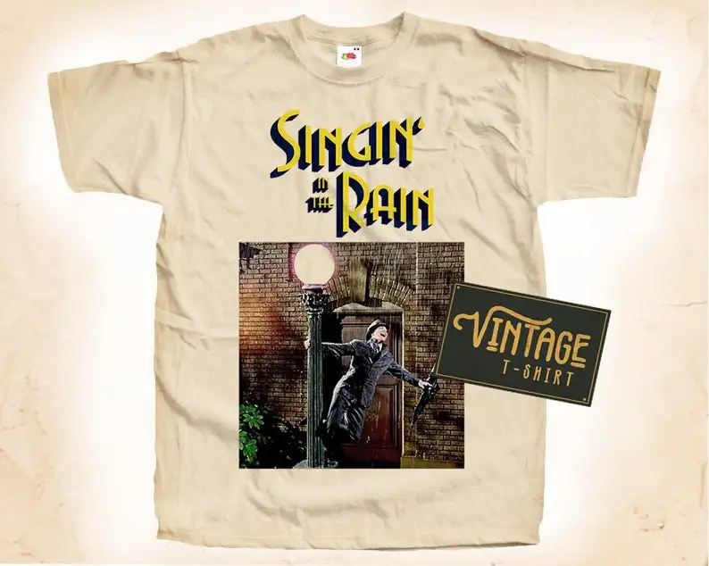 

Singin in the Rain T shirt Tee Natural Vintage Cotton Movie Poster Beige All Sizes