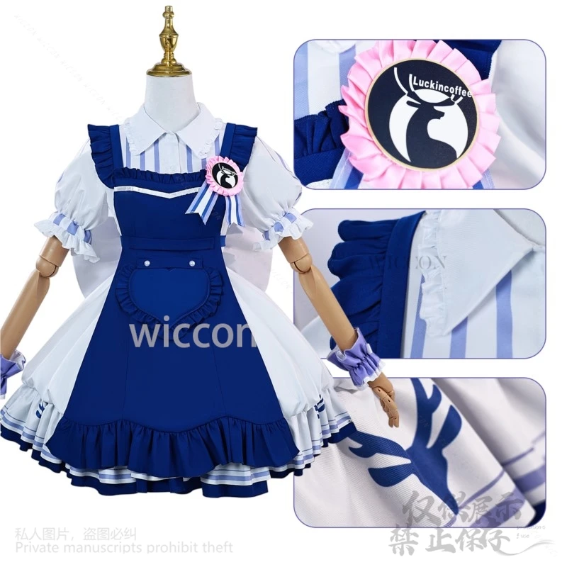 Anime Game Genshin Impact Cosplay Sigewinne Costumes Coffee Maid Dress Lolita Headwear For Halloween Christmas Girls Customized