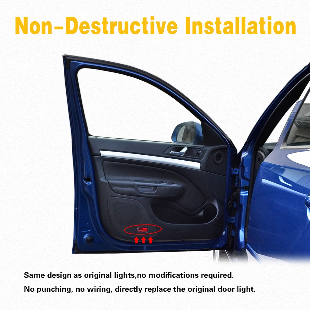 2Pcs For Volkswagen VW GOLF 3 4 MK3 MK4 Jetta Beetle Bora Caddy Touran LED Car Door Ghost Shadow Logo Welcome Light Accessories view 6