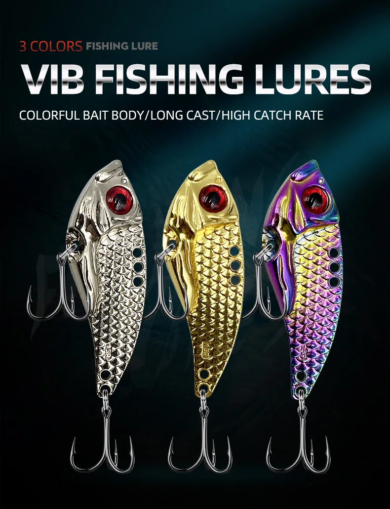ShareShark Angelköder Blade Bait Metall-VIB-Köder für Barsch, Zander, Forelle – für Süß- und Salzwasserfischen, Metall-Hardbaits – Detail 1