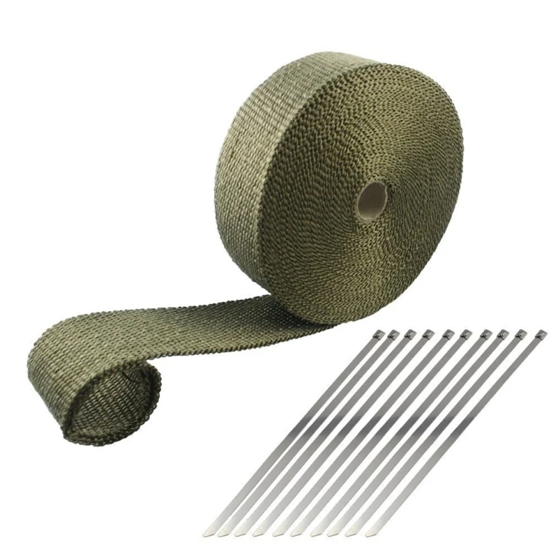 Motorcycle Exhaust Thermal Tape Heat Wrap Shielding Fiberglass Shielding Band 33Ft