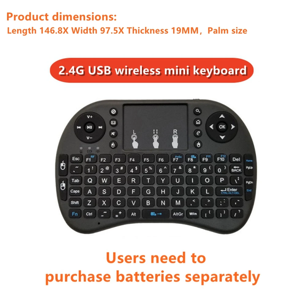 Raspberry Pi Wireless Mini Keyboard 2.4GB USB Wireless Mini Keyboard shipped without battery