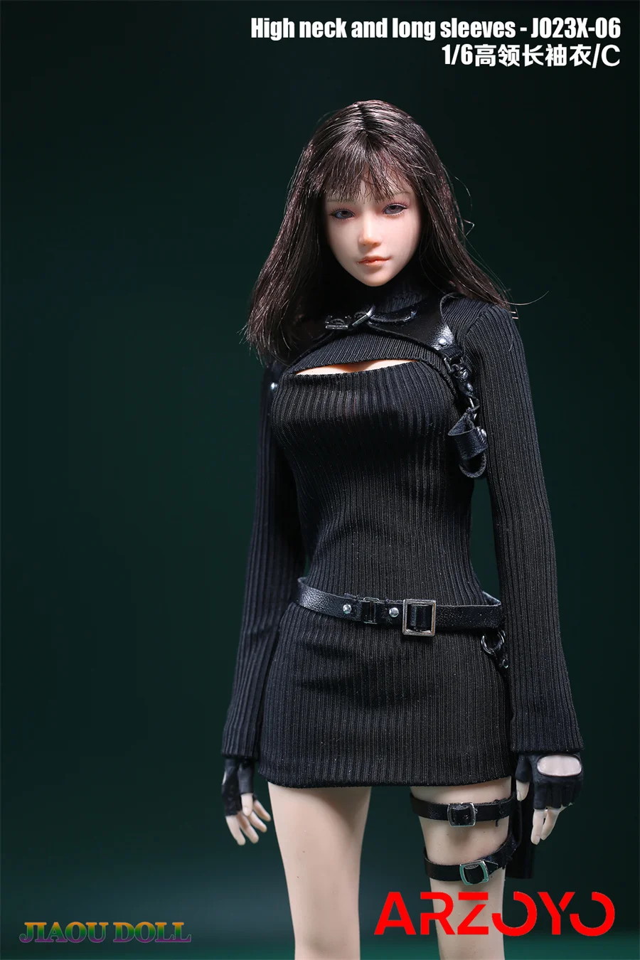 ชุดเสื้อสเวตเตอร์คอสูงแขนยาวสีแดง JO23X-06 ขนาด 1/6 พร้อมซองปืน สำหรับตุ๊กตาแอคชั่นฟิกเกอร์หญิงขนาด 12 นิ้ว