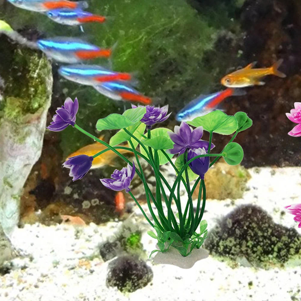 

Lotus Aquarium Decor Fish Tank Landscape Artificial Plant Small Realistic Plastic Aquatic Plants Decoration Pet Supplies