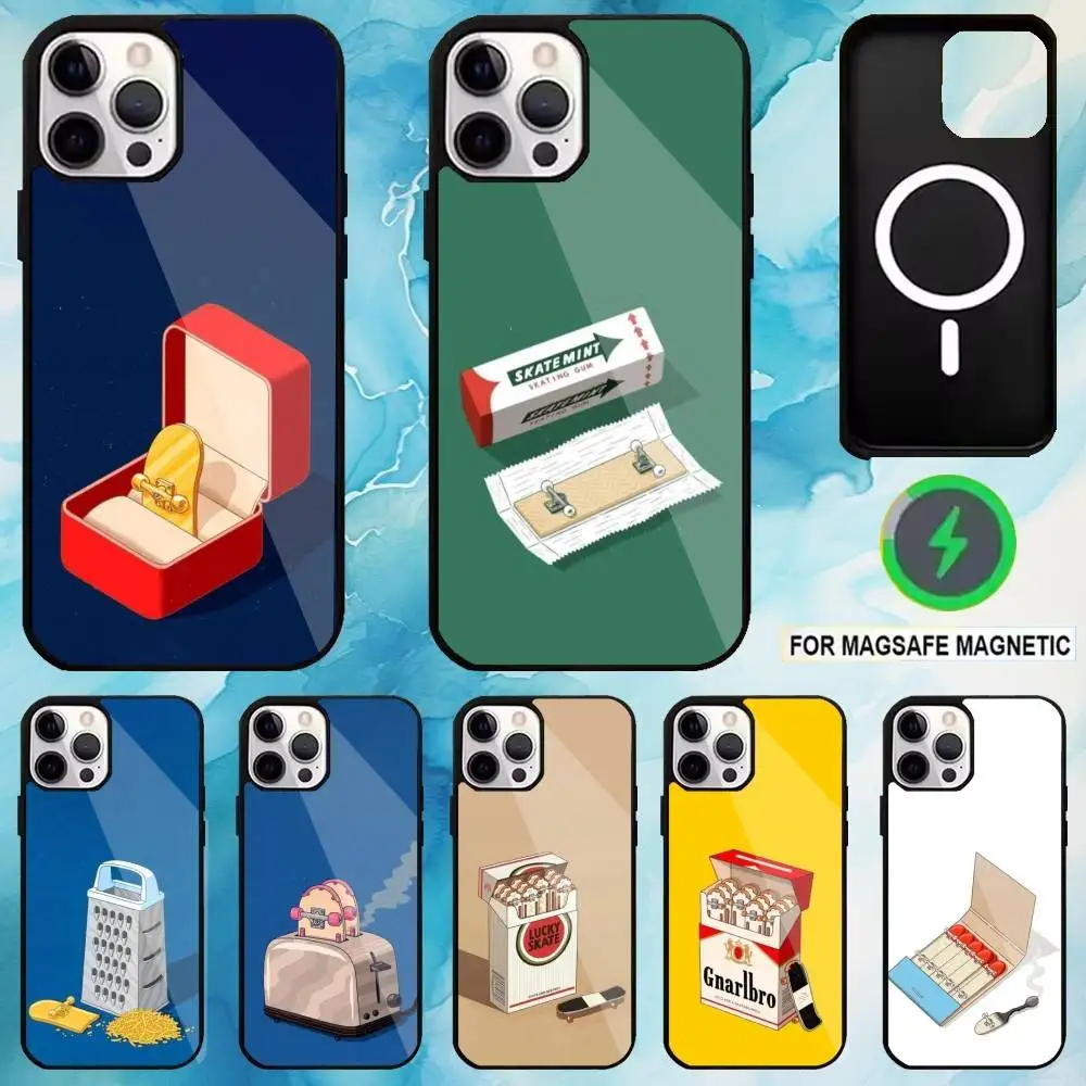 

Skateboard Abstract Art Phone Case For iPhone17,16,15,14,13,12,11 Plus,Pro Max Magnetic For Magsafe Wireless Charging