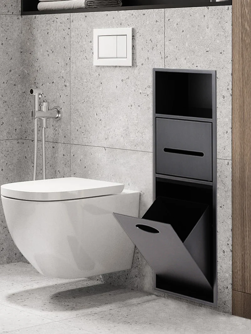 

Toilet embedded trash can tissue box toilet brush integrated embedded rack toilet mouth niche