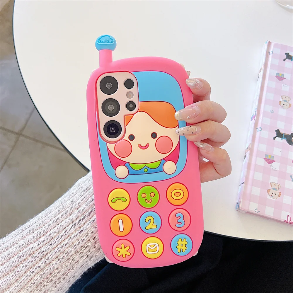 

17 Pro Max Sweet Kawaii Retro 3D Doll Playful Phone Case for iPhone 16 15 14 13 Pro Soft Silicone Cartoon Girly Protective Cover